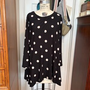 Anne Klein plus size Black Polka Dot Long Sleeve Blouse size 2X